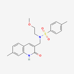 molecular formula C21H24N2O4S B7718984 N-((2-hydroxy-7-methylquinolin-3-yl)methyl)-N-(2-methoxyethyl)-4-methylbenzenesulfonamide 