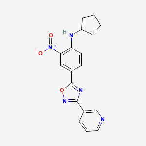molecular formula C18H17N5O3 B7719013 N-cyclopentyl-2-nitro-4-(3-(pyridin-3-yl)-1,2,4-oxadiazol-5-yl)aniline 