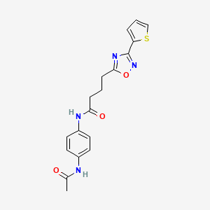 molecular formula C18H18N4O3S B7719027 N-(4-acetamidophenyl)-4-(3-(thiophen-2-yl)-1,2,4-oxadiazol-5-yl)butanamide 