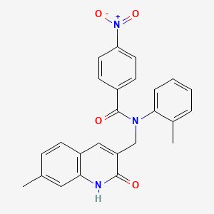 molecular formula C25H21N3O4 B7719037 N-((2-hydroxy-7-methylquinolin-3-yl)methyl)-4-nitro-N-(o-tolyl)benzamide 