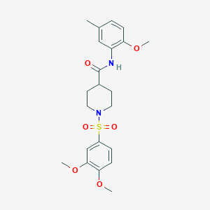 molecular formula C22H28N2O6S B7719051 1-((3,4-dimethoxyphenyl)sulfonyl)-N-(2-methoxy-5-methylphenyl)piperidine-4-carboxamide 
