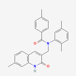 molecular formula C27H26N2O2 B7719056 N-(2,5-dimethylphenyl)-N-((2-hydroxy-7-methylquinolin-3-yl)methyl)-4-methylbenzamide 