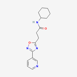 molecular formula C16H20N4O2 B7719070 N-cyclohexyl-3-(3-(pyridin-3-yl)-1,2,4-oxadiazol-5-yl)propanamide 