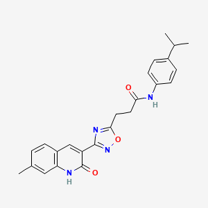 3-(3-(2-hydroxy-7-methylquinolin-3-yl)-1,2,4-oxadiazol-5-yl)-N-(4-isopropylphenyl)propanamide