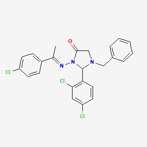 (E)-1-benzyl-3-((1-(4-chlorophenyl)ethylidene)amino)-2-(2,4-dichlorophenyl)imidazolidin-4-one