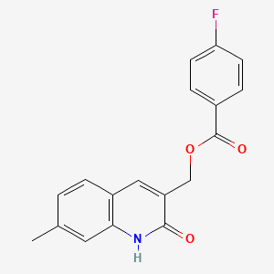 molecular formula C18H14FNO3 B7719253 (2-hydroxy-7-methylquinolin-3-yl)methyl 4-fluorobenzoate 