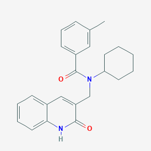 molecular formula C24H26N2O2 B7719262 N-cyclohexyl-N-((2-hydroxyquinolin-3-yl)methyl)-3-methylbenzamide 