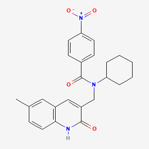 N-cyclohexyl-N-((2-hydroxy-6-methylquinolin-3-yl)methyl)-4-nitrobenzamide
