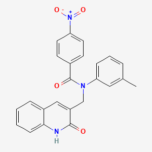 molecular formula C24H19N3O4 B7719273 N-((2-hydroxyquinolin-3-yl)methyl)-4-nitro-N-(m-tolyl)benzamide 