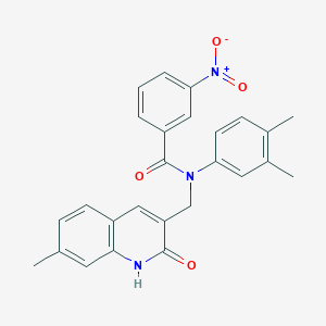 molecular formula C26H23N3O4 B7719301 N-(3,4-dimethylphenyl)-N-((2-hydroxy-7-methylquinolin-3-yl)methyl)-3-nitrobenzamide 