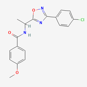 molecular formula C18H16ClN3O3 B7719306 N-(1-(3-(4-chlorophenyl)-1,2,4-oxadiazol-5-yl)ethyl)-4-methoxybenzamide 