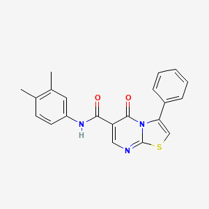 molecular formula C21H17N3O2S B7719341 N-(3-fluorophenyl)-5-oxo-3-phenyl-5H-[1,3]thiazolo[3,2-a]pyrimidine-6-carboxamide 