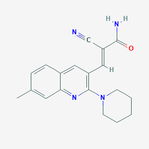 molecular formula C19H20N4O B7719346 (E)-2-cyano-3-(7-methyl-2-(piperidin-1-yl)quinolin-3-yl)acrylamide 