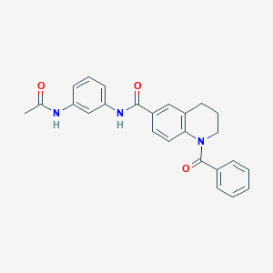 molecular formula C25H23N3O3 B7719352 1-benzoyl-N-(3-chloro-2-methylphenyl)-1,2,3,4-tetrahydroquinoline-6-carboxamide 