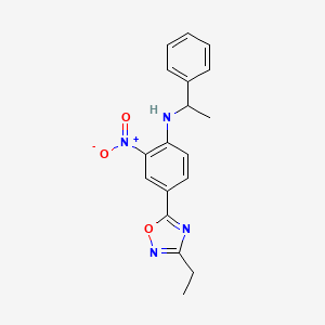 molecular formula C18H18N4O3 B7719356 4-(3-ethyl-1,2,4-oxadiazol-5-yl)-2-nitro-N-(1-phenylethyl)aniline 