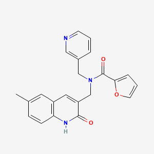 molecular formula C22H19N3O3 B7719369 N-((2-hydroxy-6-methylquinolin-3-yl)methyl)-N-(pyridin-3-ylmethyl)furan-2-carboxamide 