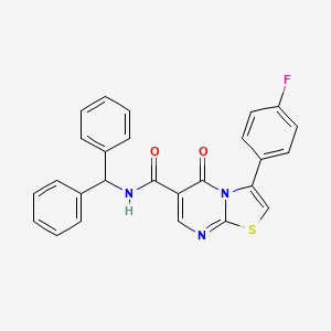 molecular formula C26H18FN3O2S B7719448 3-(4-fluorophenyl)-5-oxo-N-phenyl-5H-[1,3]thiazolo[3,2-a]pyrimidine-6-carboxamide 