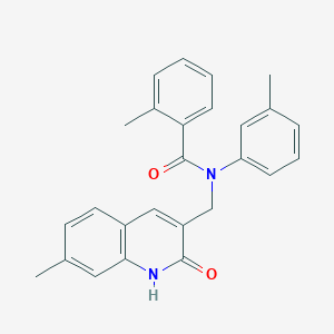 molecular formula C26H24N2O2 B7719459 N-((2-hydroxy-7-methylquinolin-3-yl)methyl)-2-methyl-N-(m-tolyl)benzamide 