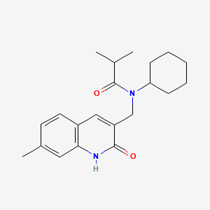 molecular formula C21H28N2O2 B7719460 N-cyclohexyl-N-((2-hydroxy-7-methylquinolin-3-yl)methyl)isobutyramide 