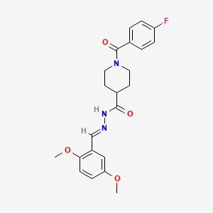molecular formula C22H24FN3O4 B7719552 (E)-N'-(2,5-dimethoxybenzylidene)-1-(4-fluorobenzoyl)piperidine-4-carbohydrazide 