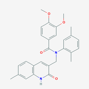 molecular formula C28H28N2O4 B7719566 N-(2,5-dimethylphenyl)-N-((2-hydroxy-7-methylquinolin-3-yl)methyl)-3,4-dimethoxybenzamide 