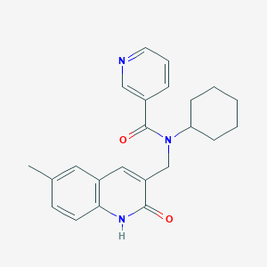molecular formula C23H25N3O2 B7719593 N-cyclohexyl-N-((2-hydroxy-6-methylquinolin-3-yl)methyl)nicotinamide 