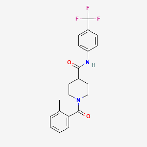 molecular formula C21H21F3N2O2 B7719623 1-(2-methylbenzoyl)-N-(4-(trifluoromethyl)phenyl)piperidine-4-carboxamide 