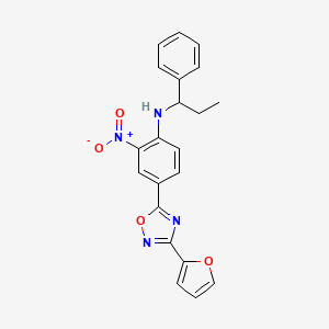 molecular formula C21H18N4O4 B7719629 4-(3-(furan-2-yl)-1,2,4-oxadiazol-5-yl)-2-nitro-N-(1-phenylpropyl)aniline 