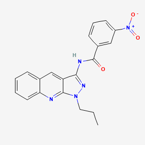 molecular formula C20H17N5O3 B7719634 3-nitro-N-(1-propyl-1H-pyrazolo[3,4-b]quinolin-3-yl)benzamide 