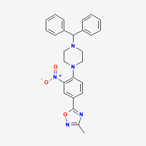 molecular formula C26H25N5O3 B7719640 5-(4-(4-benzhydrylpiperazin-1-yl)-3-nitrophenyl)-3-methyl-1,2,4-oxadiazole 