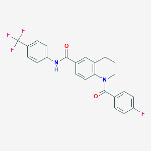 molecular formula C24H18F4N2O2 B7719648 1-(4-fluorobenzoyl)-6-(piperidine-1-carbonyl)-1,2,3,4-tetrahydroquinoline 