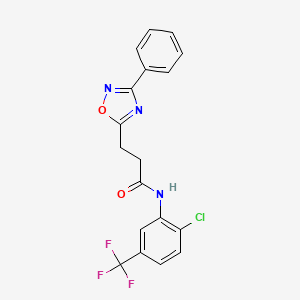 molecular formula C18H13ClF3N3O2 B7719654 N-(2-chloro-5-(trifluoromethyl)phenyl)-3-(3-phenyl-1,2,4-oxadiazol-5-yl)propanamide 