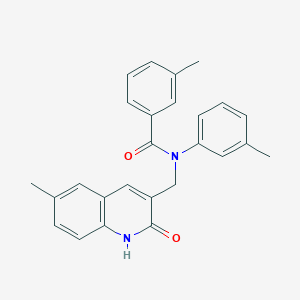 molecular formula C26H24N2O2 B7719659 N-((2-hydroxy-6-methylquinolin-3-yl)methyl)-3-methyl-N-(m-tolyl)benzamide 