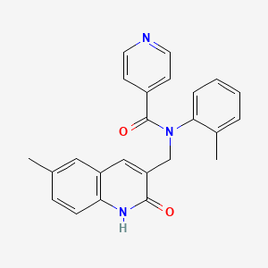 molecular formula C24H21N3O2 B7719672 N-((2-hydroxy-6-methylquinolin-3-yl)methyl)-N-(o-tolyl)isonicotinamide 