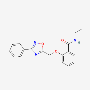 molecular formula C19H17N3O3 B7719689 N-allyl-2-((3-phenyl-1,2,4-oxadiazol-5-yl)methoxy)benzamide 