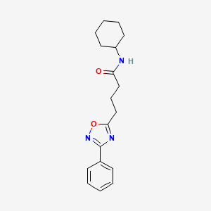 molecular formula C18H23N3O2 B7719723 N-cyclohexyl-4-(3-phenyl-1,2,4-oxadiazol-5-yl)butanamide 