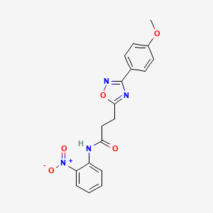 molecular formula C18H16N4O5 B7719728 3-(3-(4-methoxyphenyl)-1,2,4-oxadiazol-5-yl)-N-(2-nitrophenyl)propanamide 