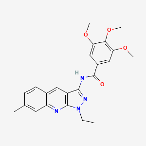 molecular formula C23H24N4O4 B7719734 N-(1-ethyl-7-methyl-1H-pyrazolo[3,4-b]quinolin-3-yl)-3,4,5-trimethoxybenzamide 