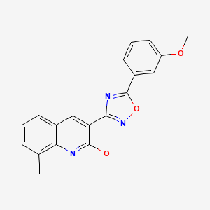 molecular formula C20H17N3O3 B7719804 3-(2-methoxy-8-methylquinolin-3-yl)-5-(3-methoxyphenyl)-1,2,4-oxadiazole 