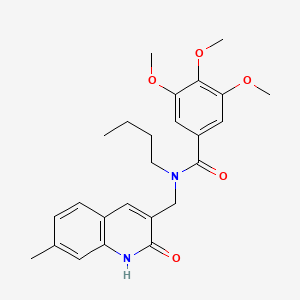 molecular formula C25H30N2O5 B7719807 N-butyl-N-((2-hydroxy-7-methylquinolin-3-yl)methyl)-3,4,5-trimethoxybenzamide 