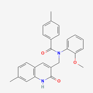 molecular formula C26H24N2O3 B7719823 N-((2-hydroxy-7-methylquinolin-3-yl)methyl)-N-(2-methoxyphenyl)-4-methylbenzamide 