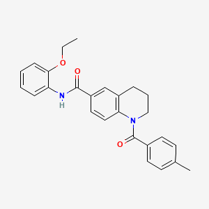 molecular formula C26H26N2O3 B7719835 1-(4-methylbenzoyl)-N-(1-phenylethyl)-1,2,3,4-tetrahydroquinoline-6-carboxamide 
