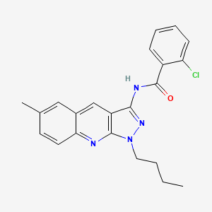 molecular formula C22H21ClN4O B7719855 N-(1-butyl-6-methyl-1H-pyrazolo[3,4-b]quinolin-3-yl)-2-chlorobenzamide 