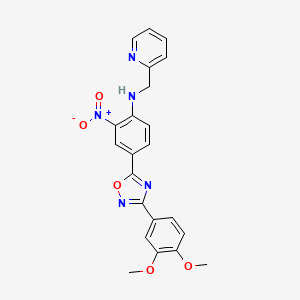 molecular formula C22H19N5O5 B7719863 4-(3-(3,4-dimethoxyphenyl)-1,2,4-oxadiazol-5-yl)-2-nitro-N-(pyridin-2-ylmethyl)aniline 