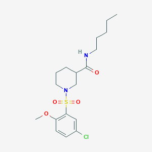 molecular formula C18H27ClN2O4S B7719876 1-((5-chloro-2-methoxyphenyl)sulfonyl)-N-pentylpiperidine-3-carboxamide 