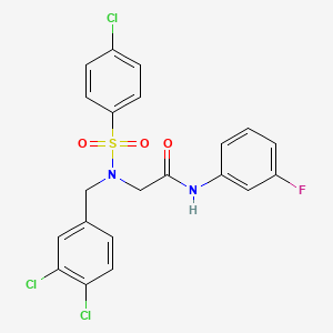 molecular formula C21H16Cl3FN2O3S B7719917 2-(4-chloro-N-(3,4-dichlorobenzyl)phenylsulfonamido)-N-(3-fluorophenyl)acetamide 
