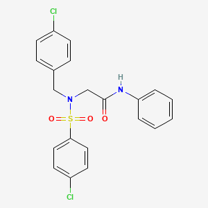 molecular formula C21H18Cl2N2O3S B7719940 2-(4-chloro-N-(4-chlorobenzyl)phenylsulfonamido)-N-phenylacetamide 