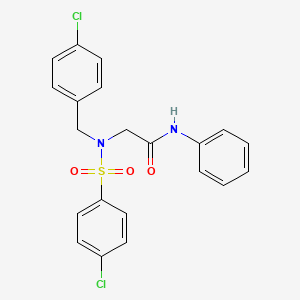 molecular formula C21H18Cl2N2O3S B7719940 2-[(4-chlorophenyl)methyl-(4-chlorophenyl)sulfonylamino]-N-phenylacetamide 