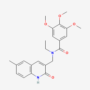 molecular formula C23H26N2O5 B7719982 N-ethyl-N-((2-hydroxy-6-methylquinolin-3-yl)methyl)-3,4,5-trimethoxybenzamide 