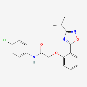 molecular formula C19H18ClN3O3 B7719996 N-(4-chlorophenyl)-2-(2-(3-isopropyl-1,2,4-oxadiazol-5-yl)phenoxy)acetamide 